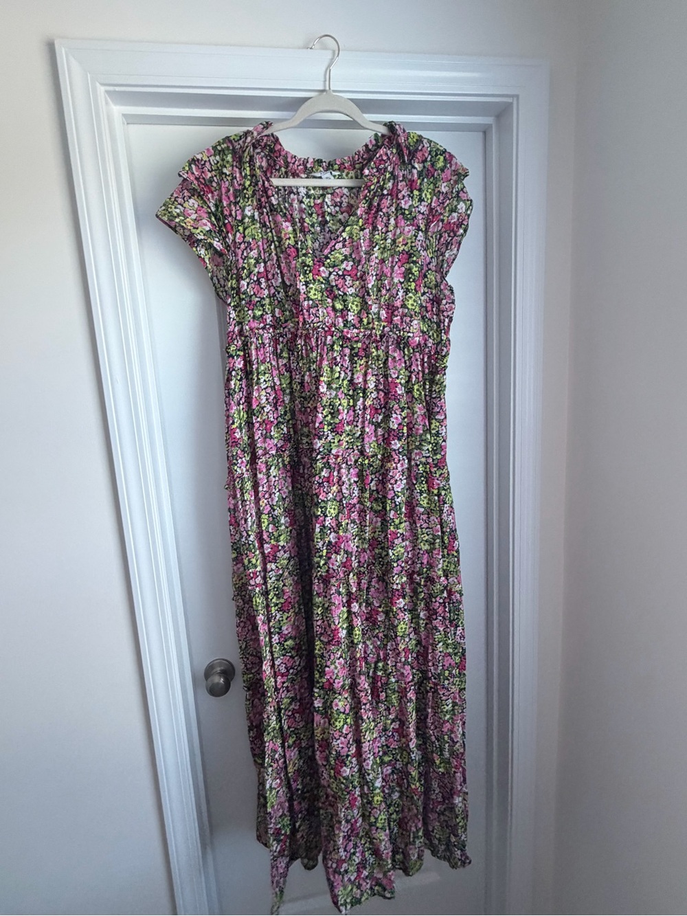 crown & ivy Pink and Green Floral Maxi Dress